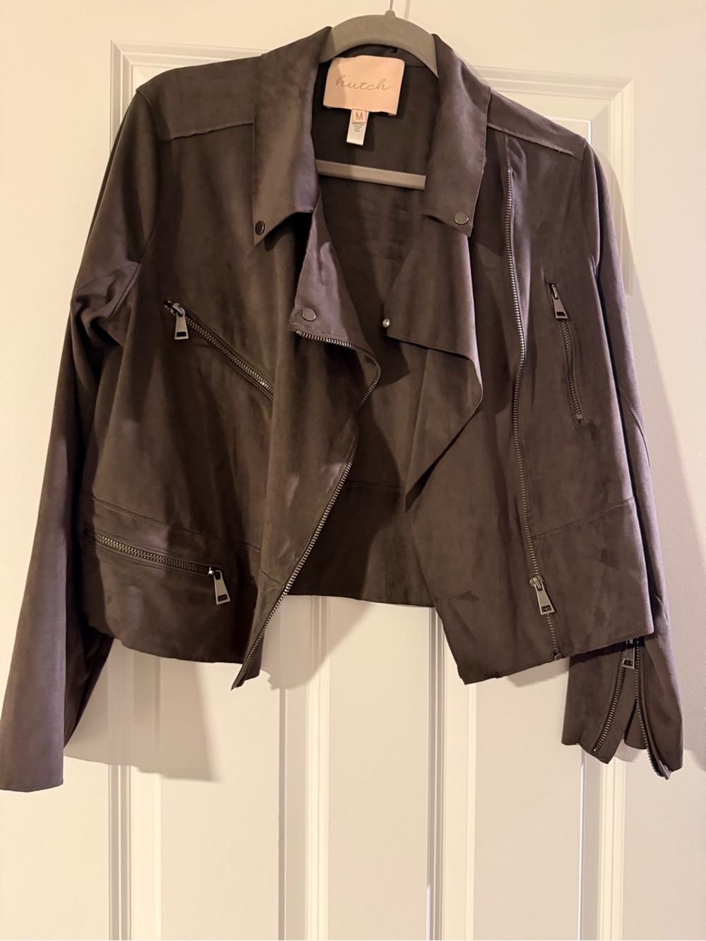 Hutch Taupe Suede Moto Jacket